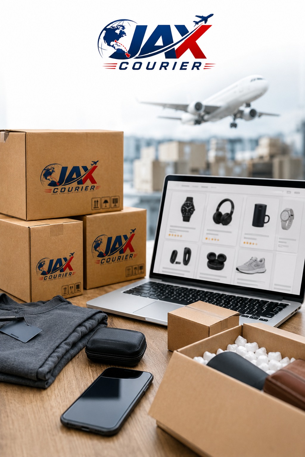 Imagen conceptual JAX de compras en línea y paquetes
